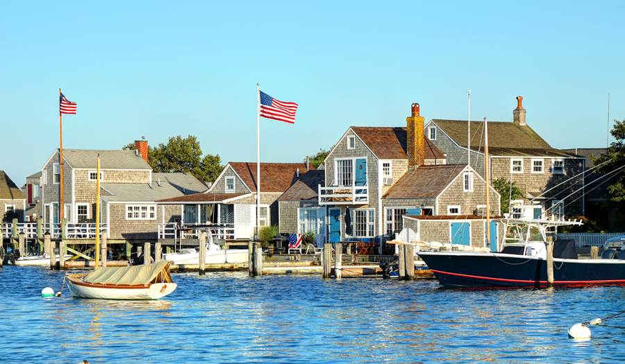 Docks with boats in Nantucket